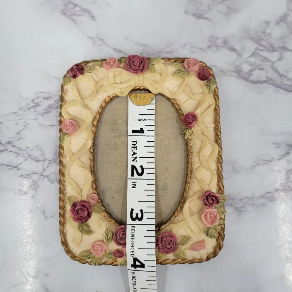 Vintage Dezine Hand Painted Floral Cream and Pink Photo Frame